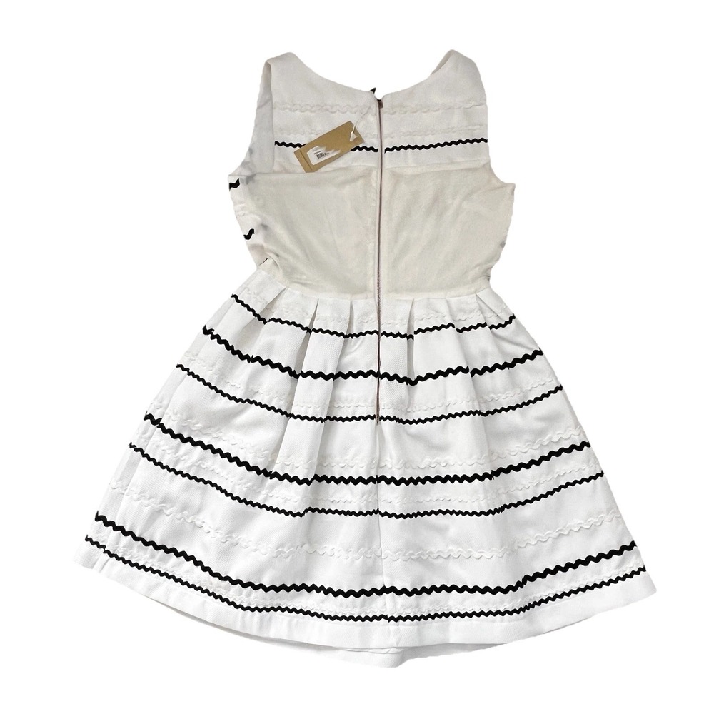 Freeway Women's Dress Monochrome Black White Ric Rac Striped Fit & Flare NWT Med - Picture 10 of 13